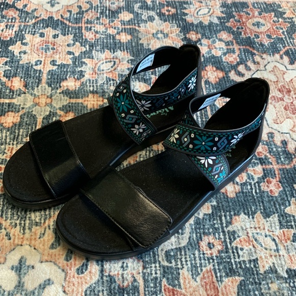 Alegria by PG Lite new sandals qvc teal black floral